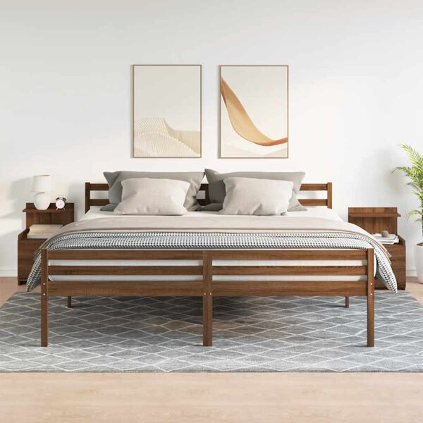 vidaXL Nattbord 2 stk med 2 skuffer brun eik 40x36,5x62 cm