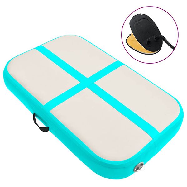vidaXL Oppblåsbar gymnastikkmatte med pumpe 60x100x10 cm PVC grønn