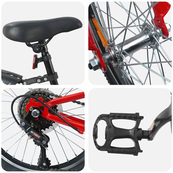 vidaXL Barnesykkel 20 Tommer 6-Speed for 6-11 &aring;r gammel R&oslash;d