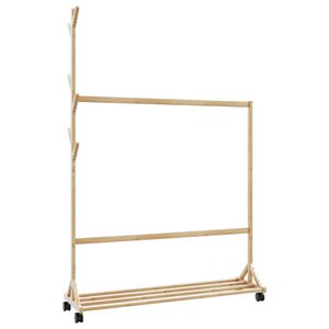 vidaXL Klesstativ med kroker og hjul 100x35x157 cm bambus