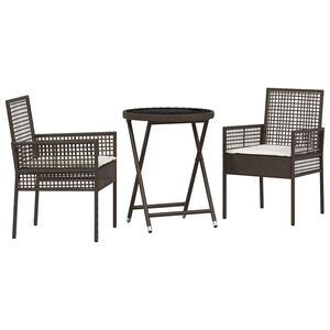 vidaXL Hage Bistro Sett 3 pcs Brun polyrotting