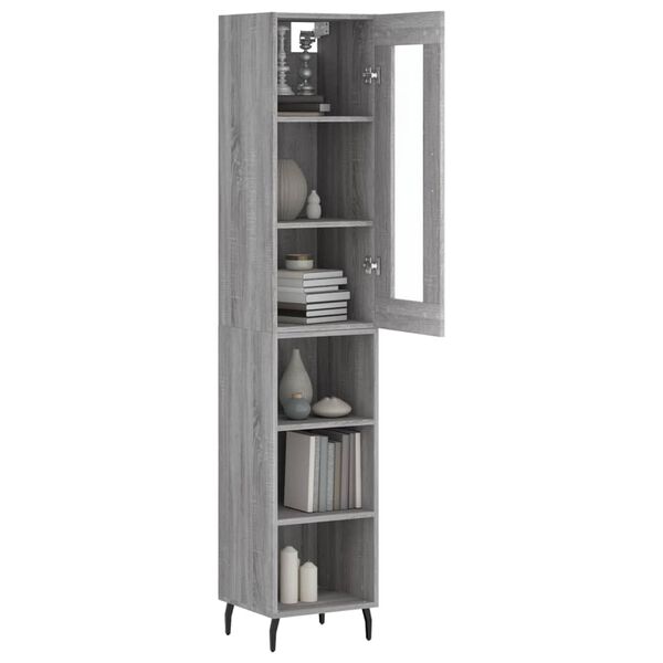 vidaXL Highboard gr&aring; sonoma 34,5x34x180 cm konstruert tre