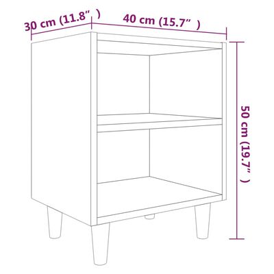 vidaXL Nattbord med ben i heltre 2 stk grå sonoma eik 40x30x50 cm