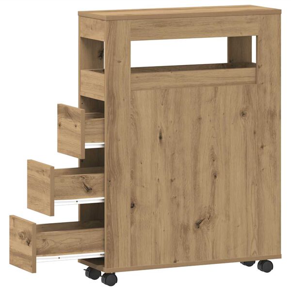 vidaXL Baderomsskap med hjul artisan eik konstruert tre