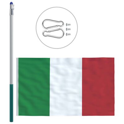 vidaXL Italiensk flagg og stang aluminium 6 m