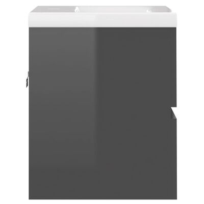vidaXL Servantskap med innebygd vask høyglans grå sponplate