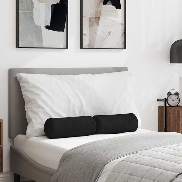 vidaXL Bolster puter 2 pcs Svart Ø 15 x 40 cm stoff