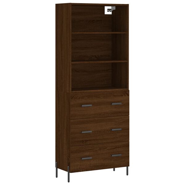 vidaXL Highboard brun eik 69,5x34x180 cm konstruert tre