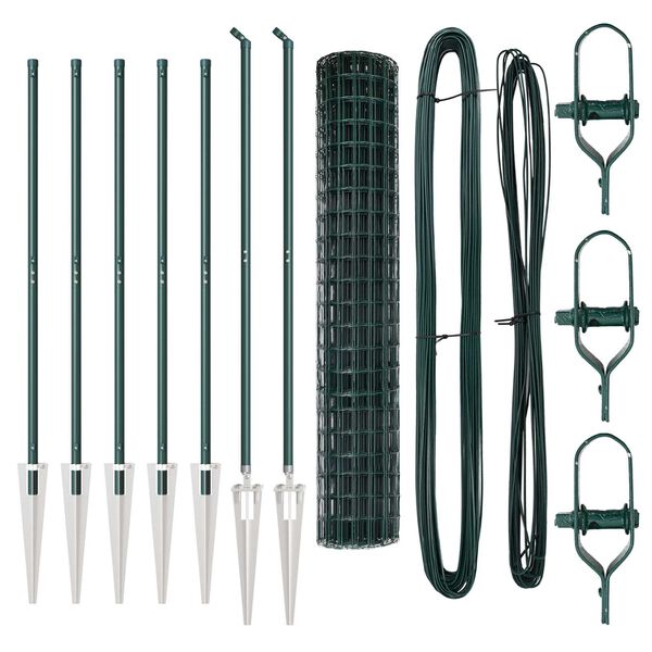 vidaXL Gjerde med stolpe gr&oslash;nn 1,6 x 10 m St&aring;l og PVC