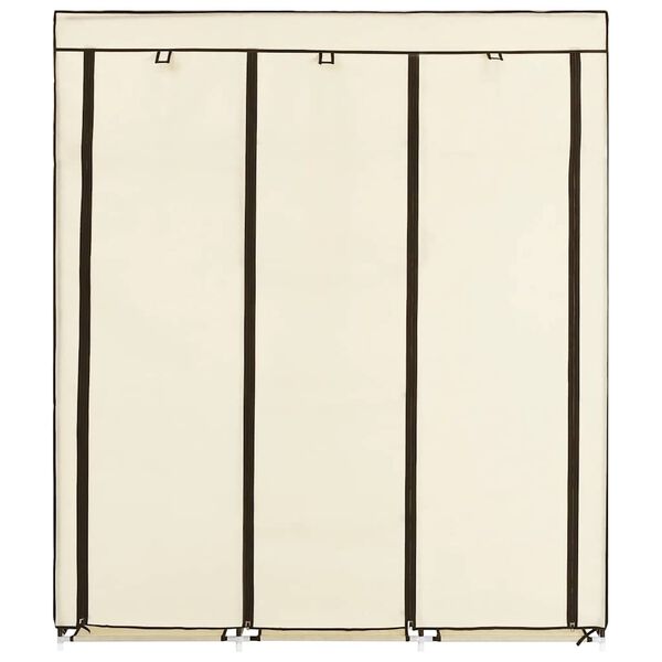 vidaXL Garderobe med skap og stenger kremhvit 150x45x175 cm stoff