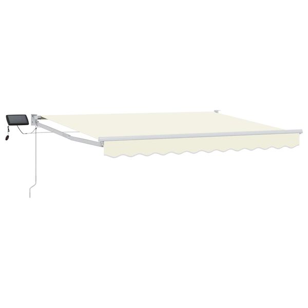 vidaXL Manuell utvidbar markise med LED-lamper Krem 2,5 x 2 m