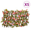 vidaXL&nbsp;Utvidbart espalier med kunstig ef&oslash;y 5 stk m&oslash;rkerosa 180x20 cm