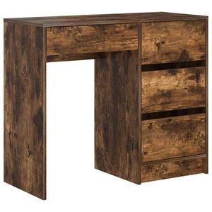 vidaXL Skrivebord R&oslash;kt eik Konstruert tre 90 x 37,5 x 75 cm