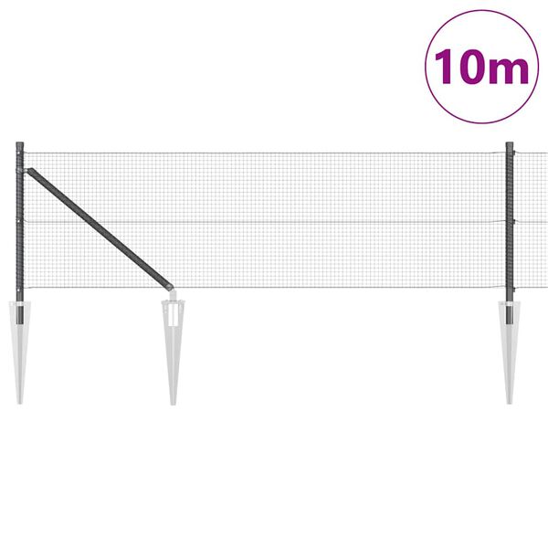 vidaXL Gjerdep&aring;le Gr&aring; 10 x 0,6 m (16 x 16 mm netting) St&aring;l og PVC
