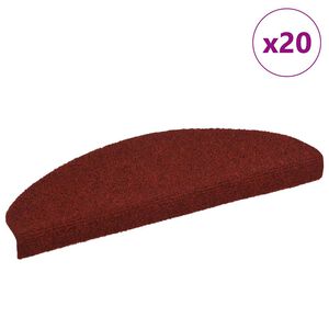 vidaXL Trappematter selvklebende 20 stk 65x21x4 cm bordeauxr&oslash;d halvrund store
