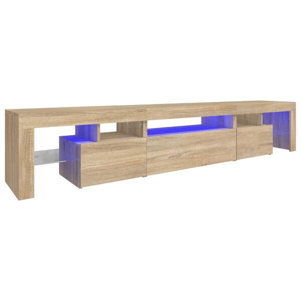 vidaXL TV-benk med LED-lys sonoma eik 215x36,5x40 cm