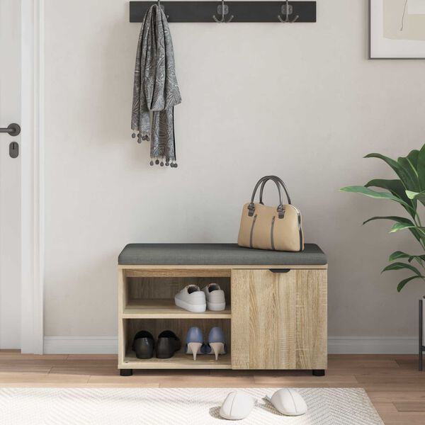 vidaXL Gangbenk med pute Ensfarget Sonoma eik 80 x 38 x 46 cm