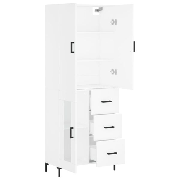 vidaXL Highboard hvit 69,5x34x180 cm konstruert tre