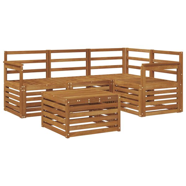 vidaXL Utend&oslash;rs sofa-sett 5 pcs Naturlig Solid akasietre
