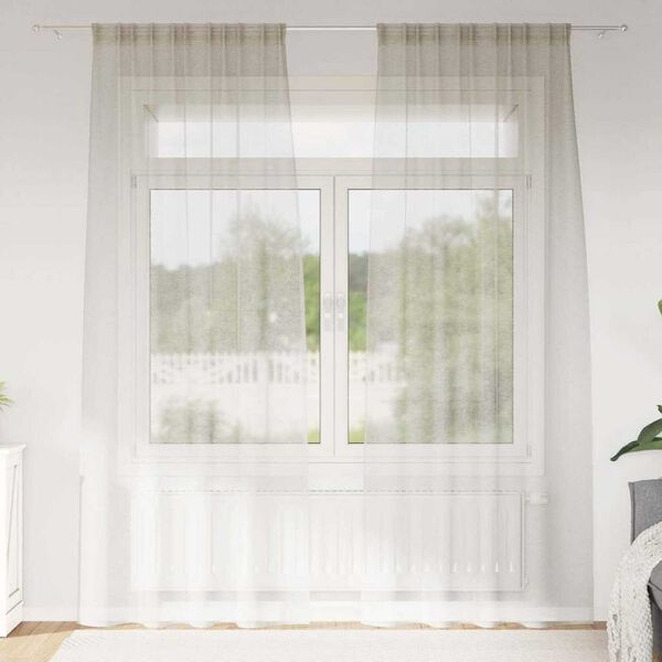 vidaXL Voile Gardin med gardiner 2 pcs Krem 260 x 140 cm Polyester