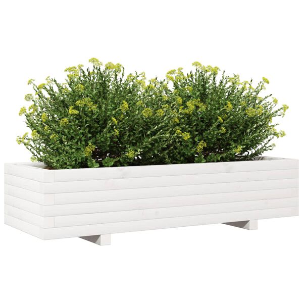 vidaXL Plantekasse hvit 110x40x26,5 cm heltre furu