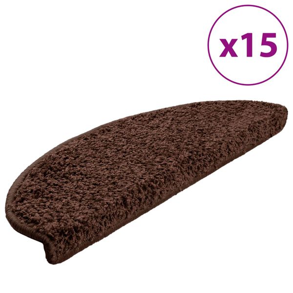 vidaXL Trappematter 15 stk 65x21x4 cm brune halvrund store