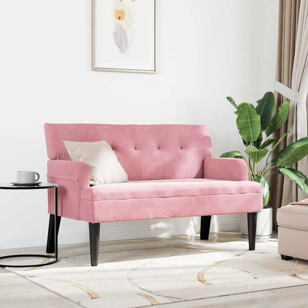 vidaXL Chesterfield Benk Rosa 112 x 65.5 x 75 cm Fløyel