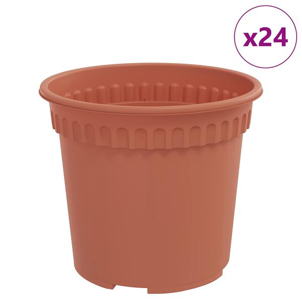 vidaXL Rund Blomsterpotte 24 pcs Klinker R&oslash;d &Oslash; 15 x 12 cm Plast