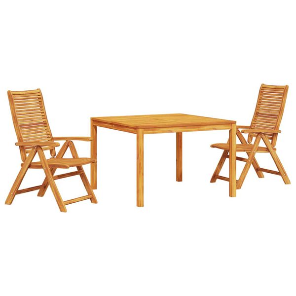 vidaXL Hage Spisegruppe 3 pcs Brun Solid akasietre