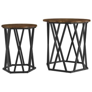 vidaXL Kaffebord 2 stk. R&oslash;kt eik 50 x 50 x 50 cm