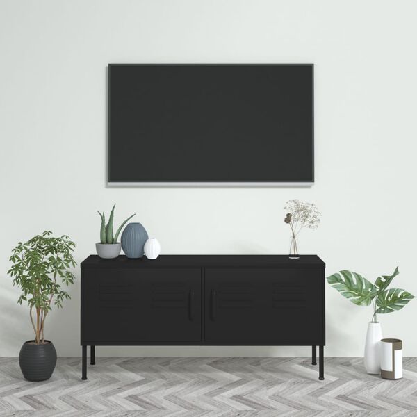 vidaXL TV-benk svart 105x35x50 cm stål