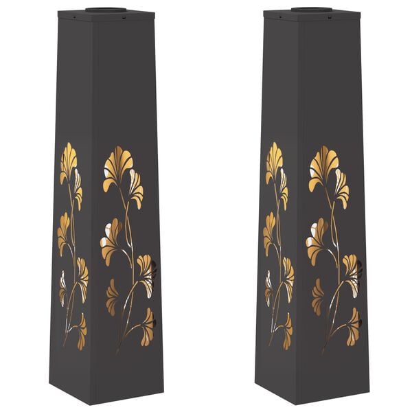 vidaXL Solenergi LED stibelys 2 pcs Svart Kaldvalset st&aring;l