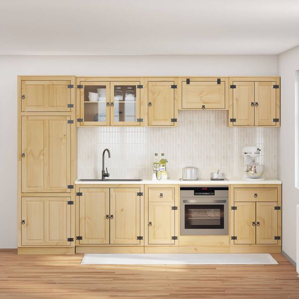 vidaXL Kabinett med skuff med hylle SKI 9 pcs HonningBrun Massiv furu