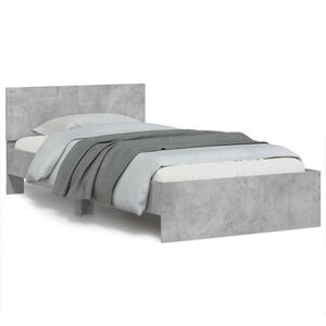 vidaXL Sengeramme med hodegavl betonggr&aring; 100x200 cm konstruert tre