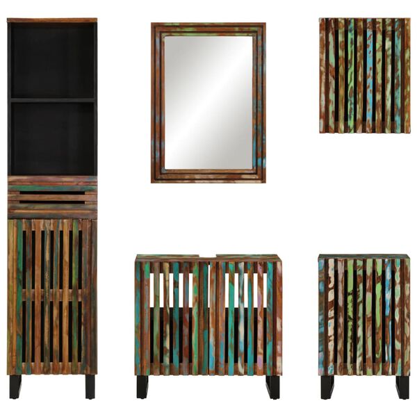 vidaXL Baderomsskapsett 5 deler heltre akasie