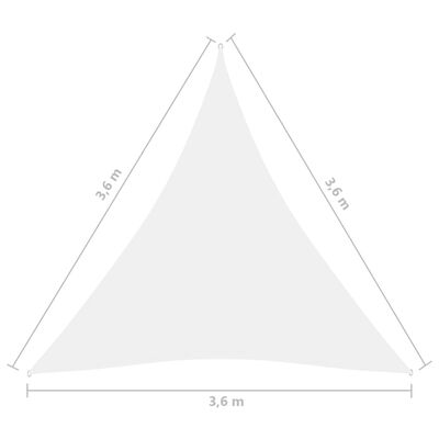 vidaXL Solseil oxfordstoff trekantet 3,6x3,6x3,6 m hvit