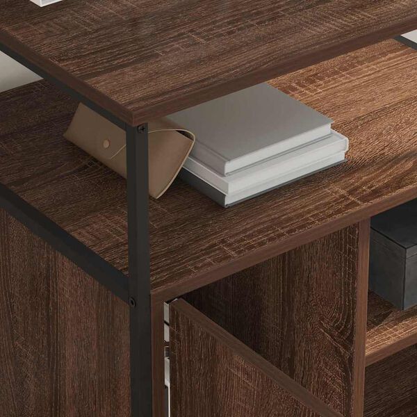 vidaXL Kontorhylle med ladestasjon med hjul brun eik 61 x 46 x 67 cm