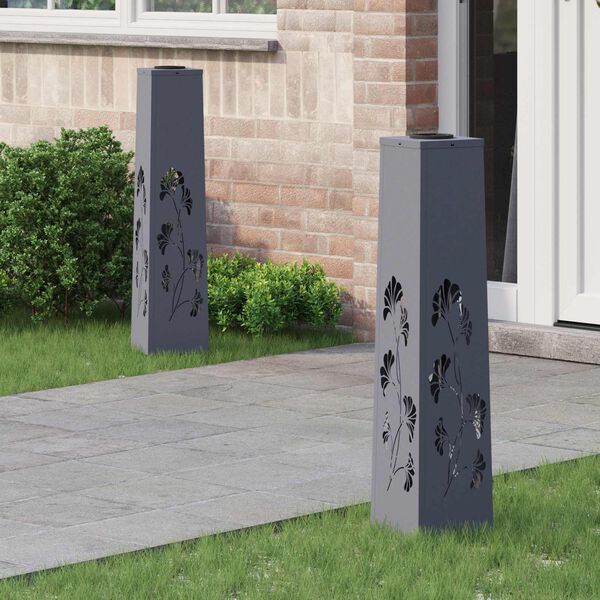 vidaXL Solenergi LED stibelys 2 pcs Antrasitt Kaldvalset st&aring;l