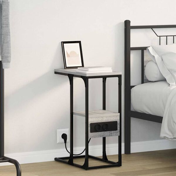 vidaXL Nattbordskap Gr&aring; sonoma 41.5 x 26 x 60.5 cm Konstruert tre