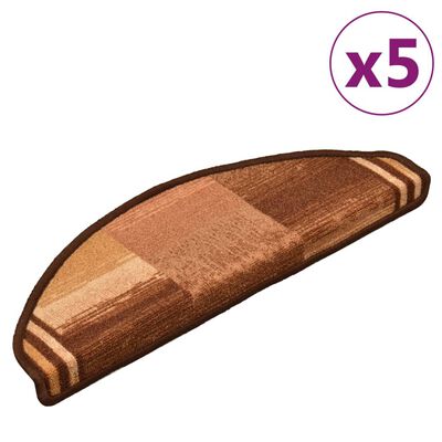 vidaXL Selvklebende trappematter 5 stk 65x25 cm brun