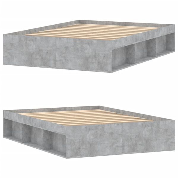 vidaXL Sengeramme betonggrå 135x190 cm
