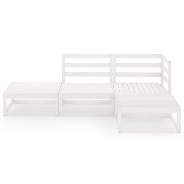 vidaXL Hagesofagruppe 4 deler hvit heltre furu