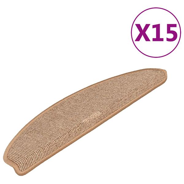 vidaXL Trappematter 15 stk 65x21x4 cm lysebrune halvrund store