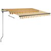vidaXL Manuell uttrekkbar markise med LED 300x250 cm gul og hvit