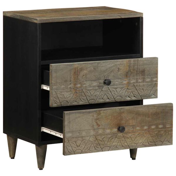 vidaXL Nattbord lysegr&aring; 50x33x60 cm heltre mango