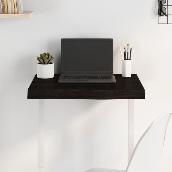 vidaXL Bordplate m&oslash;rkebrun 60x40x(2-6) cm behandlet heltre eik