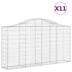 vidaXL Gabionkurver buede 11 stk 200x30x100/120 cm galvanisert jern