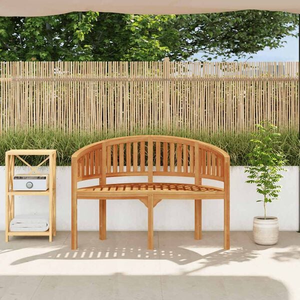 vidaXL Benk bananformet 120 cm heltre teak