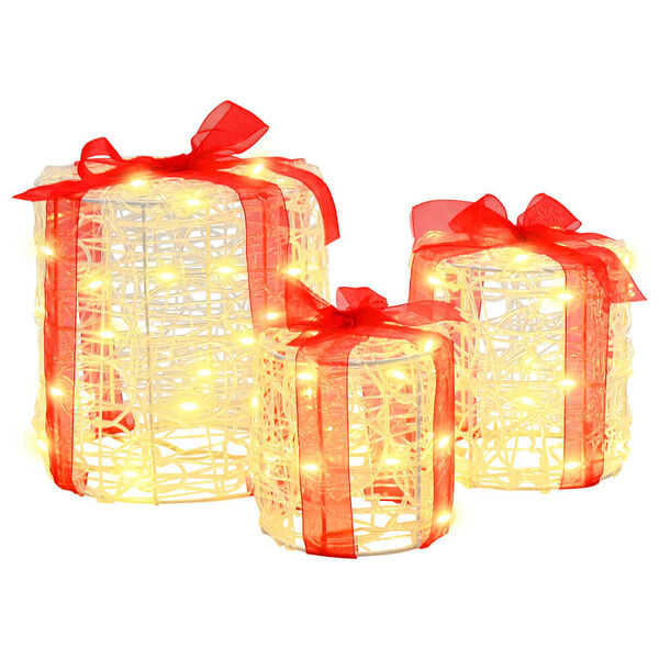 vidaXL Gaveeske Dekorasjon 3 pcs Varmhvit 20 x 20 x 21 cm Akryl