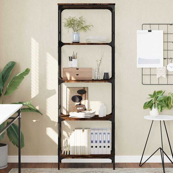 vidaXL Bokhylle 5 etasjer r&oslash;kt eik 59x35x171 cm konstruert tre